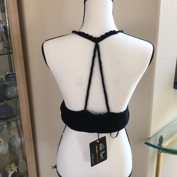 *NWT* Black Crochet Crop Top - Picture 3 of 6